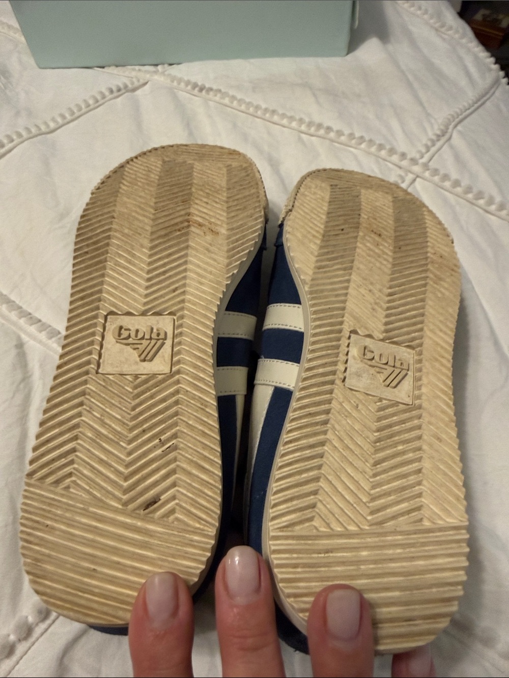 Gola Harrier Navy Blue Suede Sneakers with White Side Stripes - Picture 2 of 7